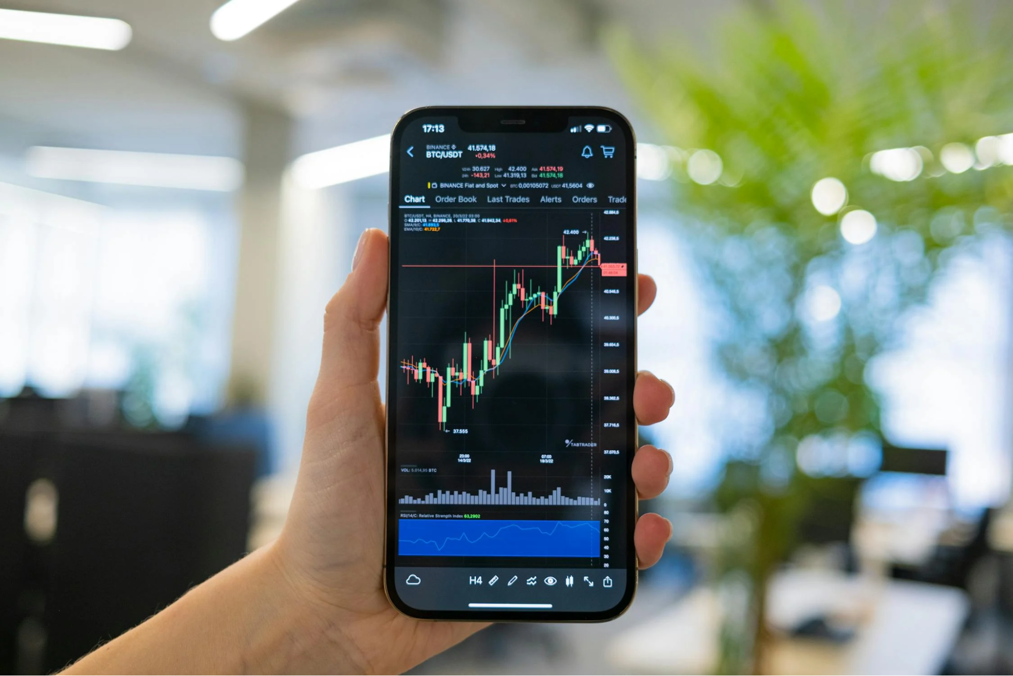 bitcoin chart on smartphone